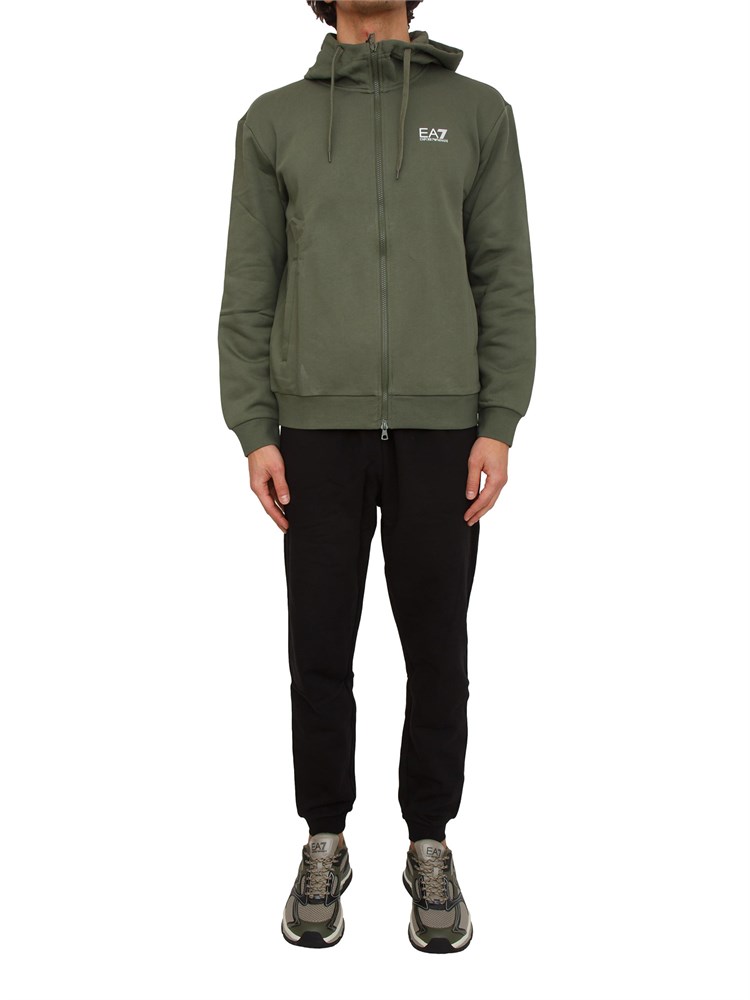 Tuta sportiva uomo EA7 Emporio Armani in cotone verde e nero