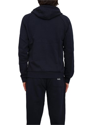 Felpa uomo EA7 Emporio Armani in cotone blu e logo su manica in UOMO