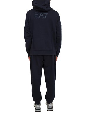 Tuta uomo EA7 Emporio Armani (felpa+pantalone) in cotone blu con logo in UOMO