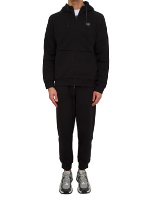 Tuta uomo EA7 Emporio Armani (felpa+pantalone) in cotone nero con logo in UOMO