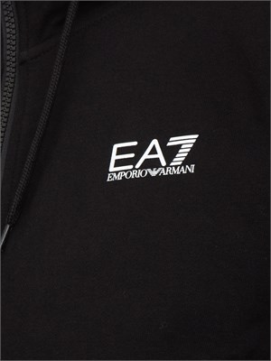 Tuta sportiva nera EA7 con cappuccio Core Identity in misto cotone in UOMO