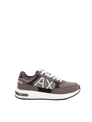 Sneakers Armani Exchange uomo in nylon e suede grigio taupe in UOMO
