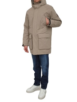 Parka lungo Diries Napapijri in tessuto tecnico tortora in UOMO