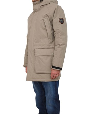 Parka lungo Diries Napapijri in tessuto tecnico tortora in UOMO