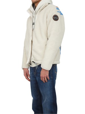 Felpa in pile Fiemme Napapijri in teddy bianco con stampa in UOMO