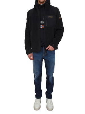 Felpa Yupik Napapijri in teddy nero con cappuccio in UOMO