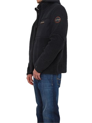 Felpa Yupik Napapijri in teddy nero con cappuccio in UOMO