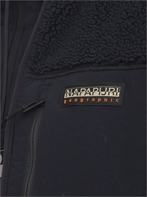 Felpa Yupik Napapijri in teddy nero con cappuccio in UOMO