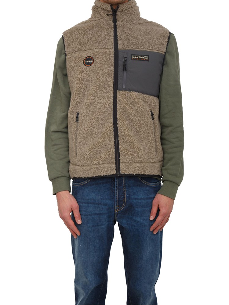 Gilet in pile Yupik Napapijri in teddy verde kaki