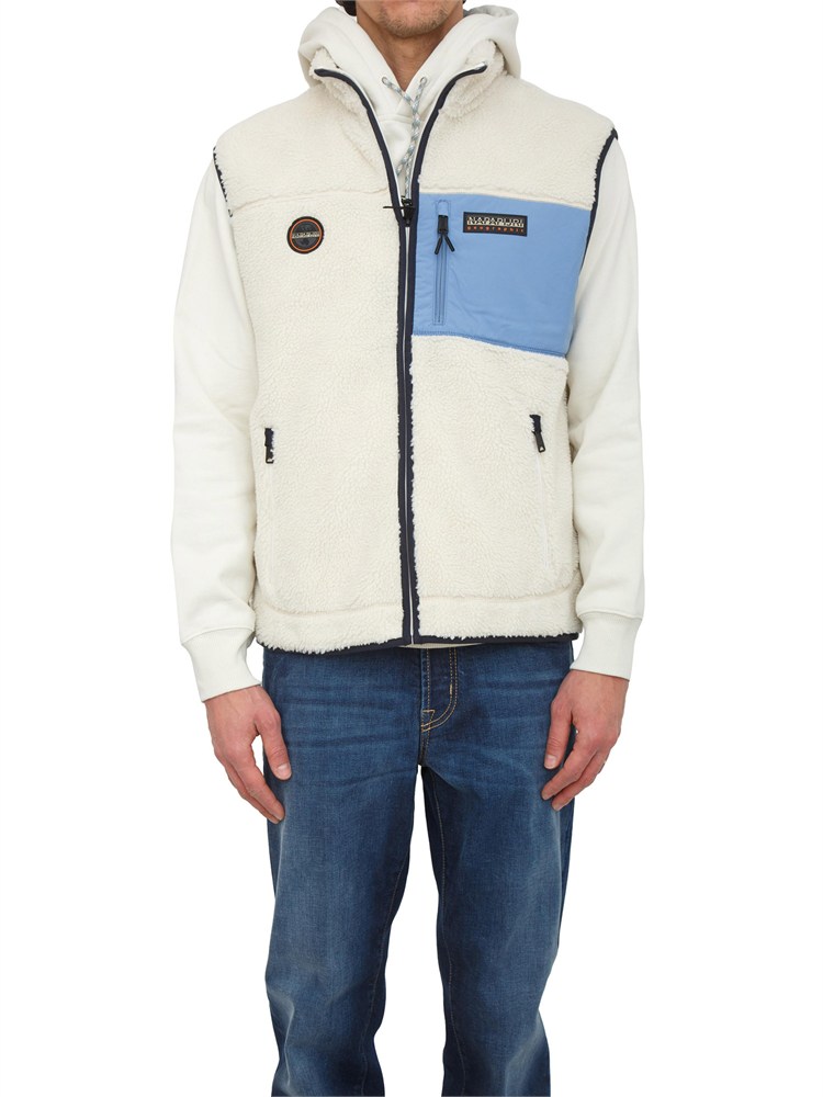 Gilet in pile Yupik Napapijri in teddy bianco panna