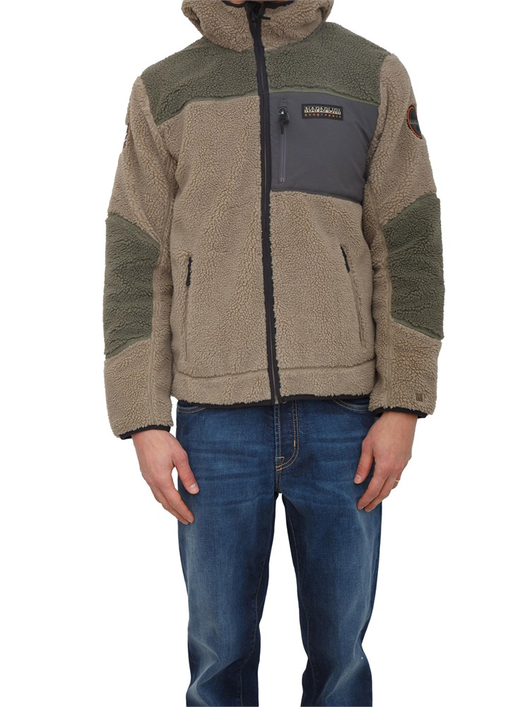 Felpa in pile Napapijri Yupik in teddy verde kaki