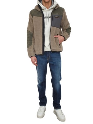 Felpa in pile Napapijri Yupik in teddy verde kaki in UOMO