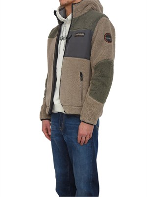 Felpa in pile Napapijri Yupik in teddy verde kaki in UOMO