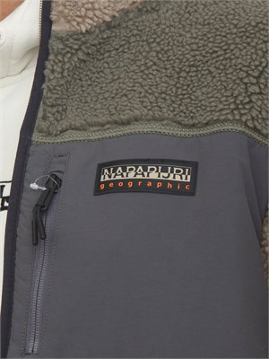 Felpa in pile Napapijri Yupik in teddy verde kaki in UOMO