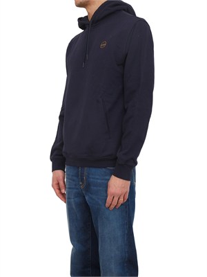 Felpa con Cappuccio Badge Napapijri in French Terry blu in UOMO