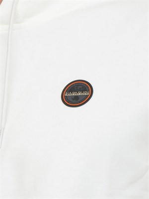Felpa con Cappuccio Badge Napapijri in French Terry bianco in UOMO