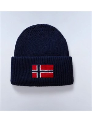 Berretto Evie Napapijri in misto lana blu con logo in UOMO