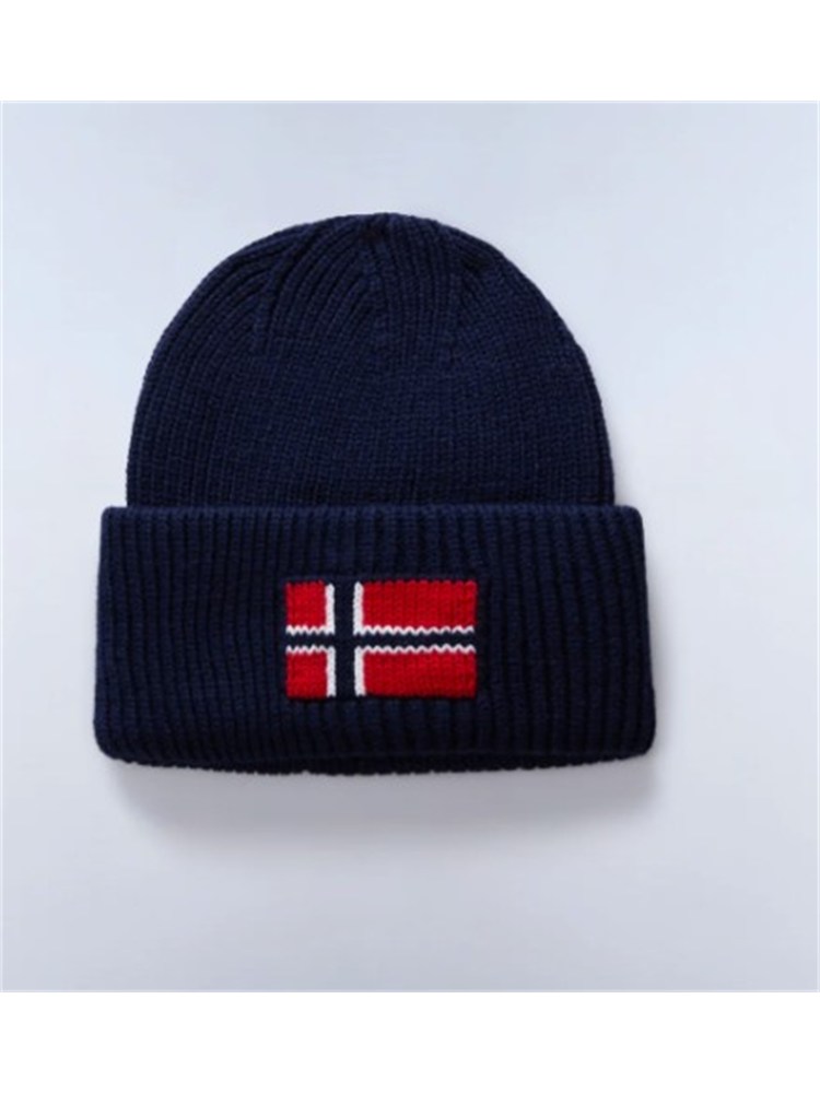 Berretto Evie Napapijri in misto lana blu con logo