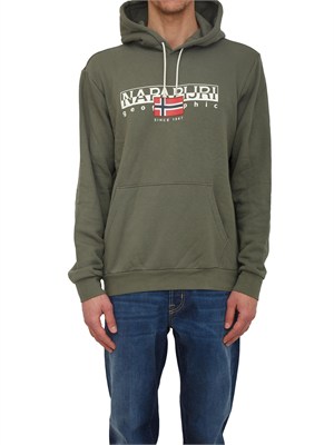 Felpa Aylmer Napapijri in caldo cotone verde in UOMO