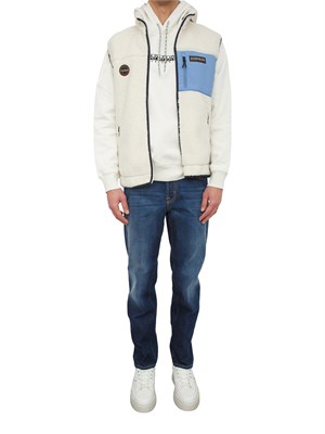 Felpa Fiemme Napapijri in cotone avorio stampa dietro in UOMO