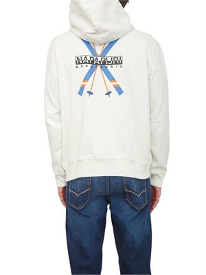 Felpa Fiemme Napapijri in cotone avorio stampa dietro in UOMO