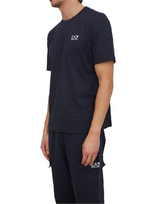 T-shirt EA7 Emporio Armani in cotone blu in UOMO