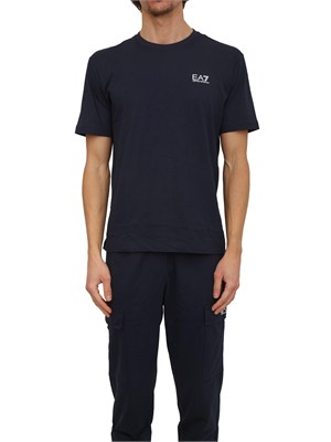 T-shirt EA7 Emporio Armani in cotone blu in UOMO