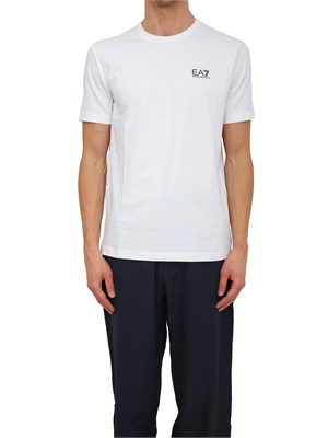 T-shirt Ea7 a maniche corte in cotone bianco in UOMO