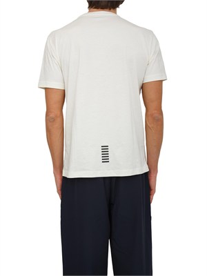 T-shirt EA7 Emporio Armani in cotone Pima avorio in UOMO