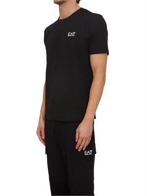 T-shirt Ea7 a maniche corte in cotone nero in UOMO