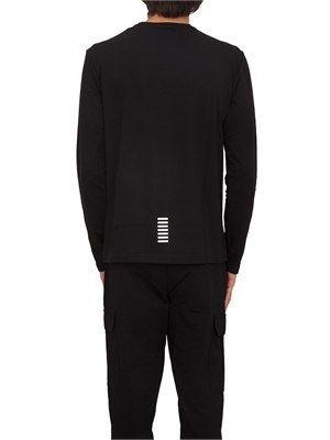 T-shirt nero Ea7 a maniche lunghe in jersey stretch in UOMO
