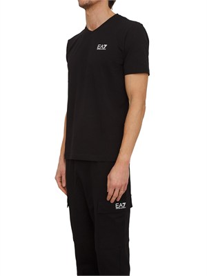 T-shirt EA7 Emporio Armani in cotone nero in UOMO
