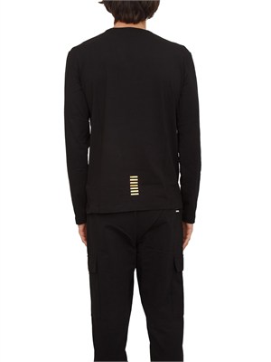 T-shirt nero Ea7 a maniche lunghe in jersey stretch in UOMO