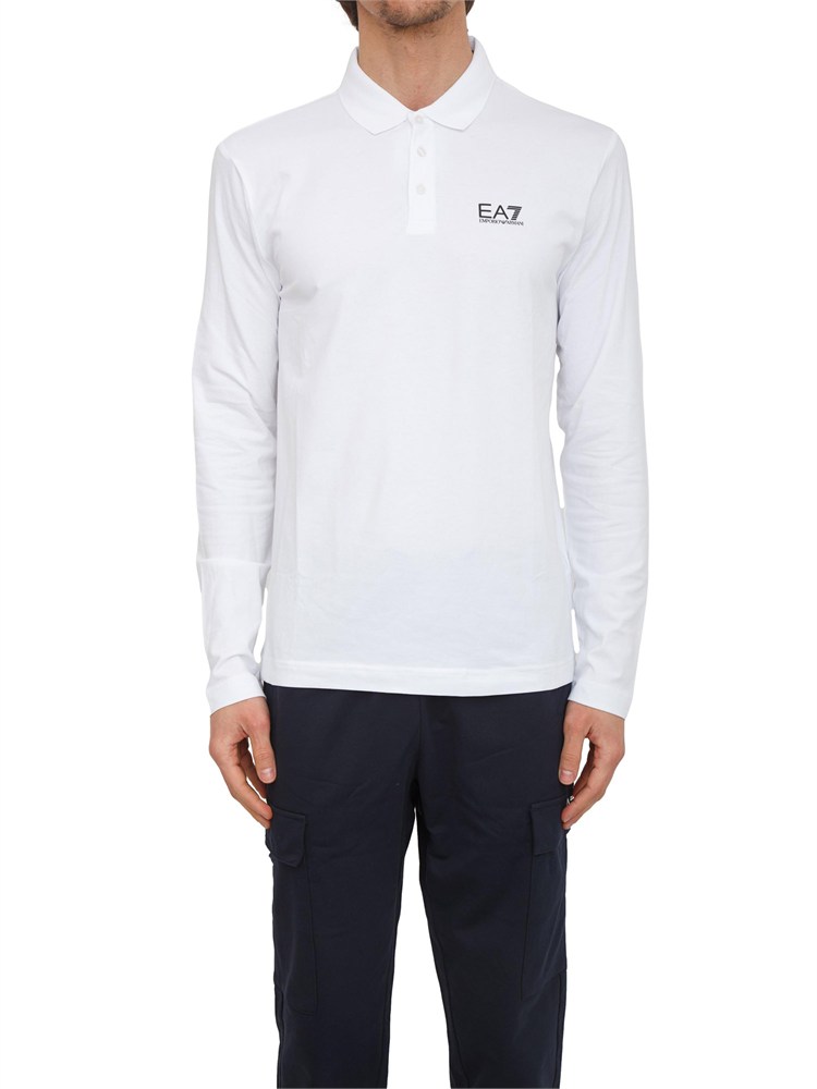 Polo uomo EA7 Emporio Armani in cotone stretch bianco