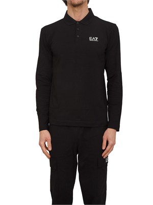 Polo uomo EA7 Emporio Armani in cotone stretch nero in UOMO