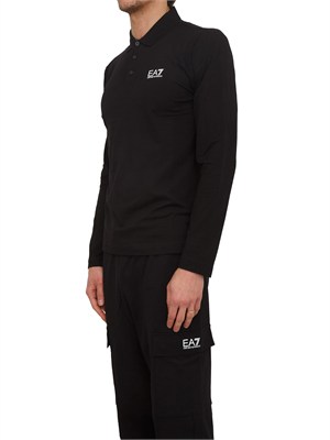 Polo uomo EA7 Emporio Armani in cotone stretch nero in UOMO