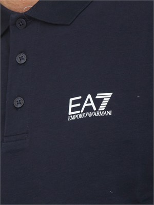 Polo uomo EA7 Emporio Armani in cotone stretch blu in UOMO