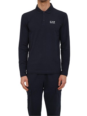Polo uomo EA7 Emporio Armani in cotone stretch blu in UOMO