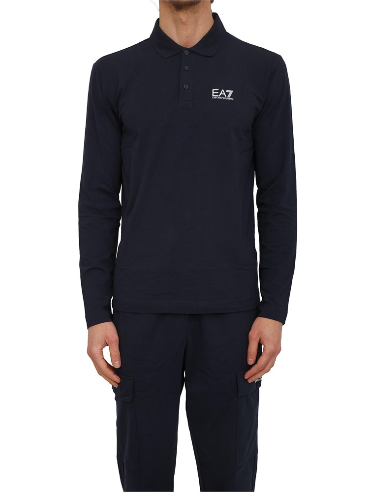 Polo uomo EA7 Emporio Armani in cotone stretch blu