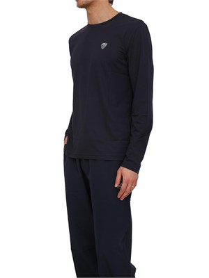 T-shirt blu Ea7 a maniche lunghe in jersey stretch in UOMO