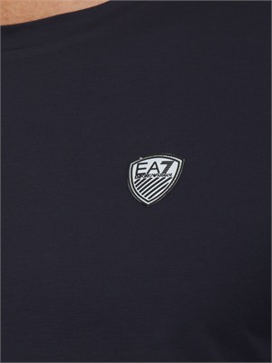 T-shirt blu Ea7 a maniche lunghe in jersey stretch in UOMO