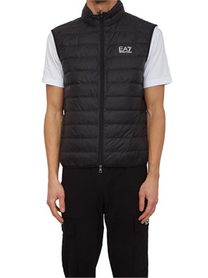 Gilet EA7 Emporio Armani in piuma d'oca e tessuto tecnico nero in UOMO