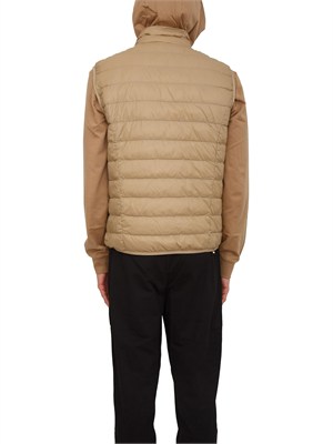 Gilet EA7 Emporio Armani in piuma d'oca e tessuto tecnico beige in UOMO