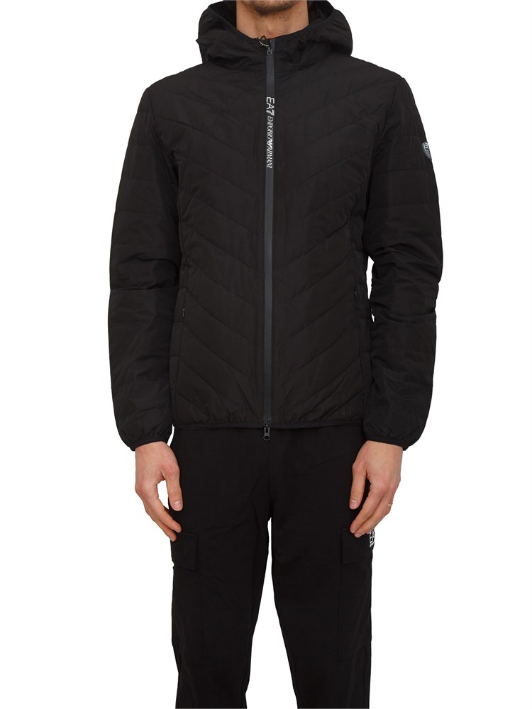 Piumino EA7 Emporio Armani in piuma d'oca e tessuto tecnico nero