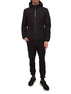 Piumino EA7 Emporio Armani in piuma d'oca e tessuto tecnico nero in UOMO