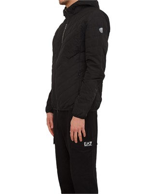 Piumino EA7 Emporio Armani in piuma d'oca e tessuto tecnico nero in UOMO