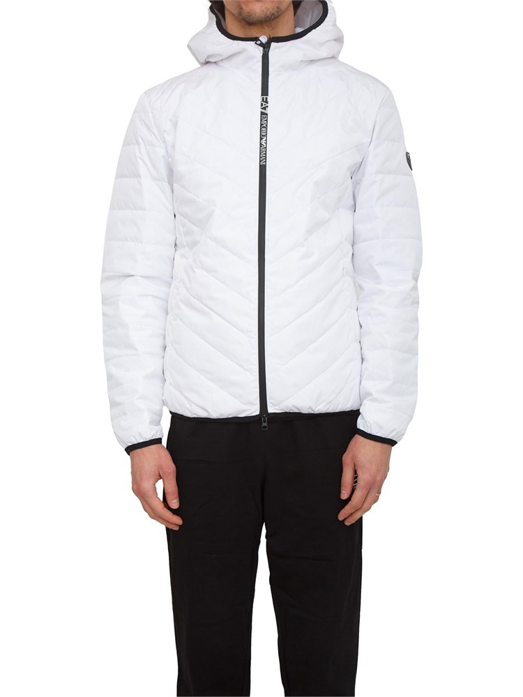 Piumino EA7 Emporio Armani in piuma d'oca e tessuto tecnico bianco