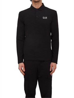Polo uomo EA7 Emporio Armani in cotone stretch nero in UOMO