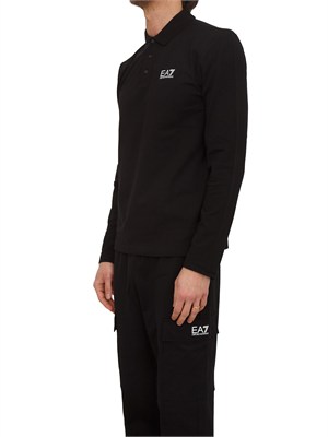 Polo uomo EA7 Emporio Armani in cotone stretch nero in UOMO