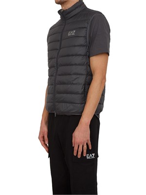 Gilet EA7 Emporio Armani in piuma d'oca e tessuto tecnico grigio in UOMO